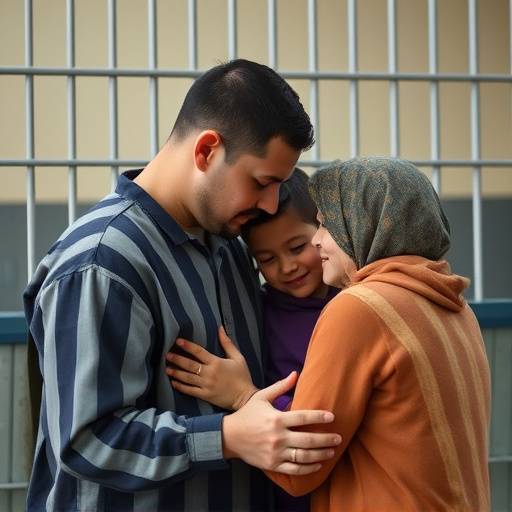Interno reunido con su familia en una visita
